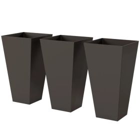28ft Tall Plastic Planters, Set Of 3, Flower Pot, Anti-crack, Fade-resistant, Square Shape With A Matte Surface (Kids Pool: Brown)