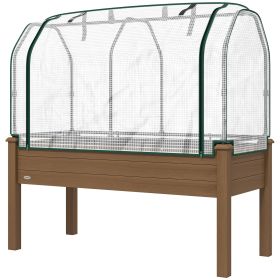 Raised Garden Bed with PE Greenhouse Cover Outdoor Planter Box for Herbs and Vegetables, 48 x 22 x 46 inch, Brown (Kids Pool: Brown-1195x90x550 mm)