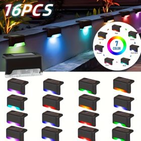 32&16 PCS Solar Deck Lights Outdoor Solar Step Lights Waterproof Led Solar Lights For Outdoor Stairs Step Fence Yard Patio And Pathway Family's G (Kids Pool: RGB Light 16Pack)