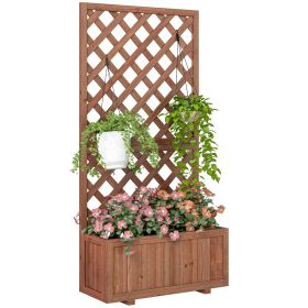 Wooden Raised Garden Bed with Trellis, 59" Outdoor Planter Box with Drainage Holes, Planter Raised Bed for Climbing Vine Plants Flowers, Orange (Kids Pool: Orange-820x820x85 mm)