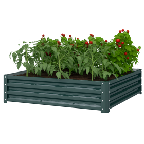 Galvanized Raised Garden Bed, 4' x 4' x 1' Metal Planter Box, for Growing Vegetables, Flowers, Herbs, Succulents, Green (Kids Pool: Green-1260x345x50 mm)