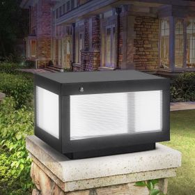12inch Black Solar Powered LED Post Cap Light, Modern Outdoor LED Fence Light For Pathways, Decks, And Patios1-Pack (Kids Pool: Black)