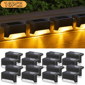 32&16 PCS Solar Deck Lights Outdoor Solar Step Lights Waterproof Led Solar Lights For Outdoor Stairs Step Fence Yard Patio And Pathway Family's G (Kids Pool: Warm Light 16Pack)