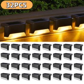 32&16 PCS Solar Deck Lights Outdoor Solar Step Lights Waterproof Led Solar Lights For Outdoor Stairs Step Fence Yard Patio And Pathway Family's G (Kids Pool: Warm Light 32Pack)