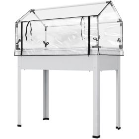 Elevated Garden Box With Greenhouse Cover, Raised Garden Bed With Legs And Drainage Hole For Vegetables, White (Kids Pool: White)