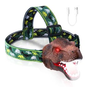 1Pc Dinosaur Headlamp Kids Headlight Dinosaur Flashlight With Realistic Roar Sound 4 Modes Adjustable Headband Kid Camping Gear Unique Gifts For (Kids Pool: 1Pc)