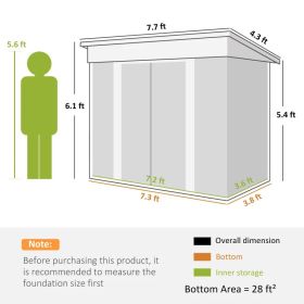 Metal Garden Shed, Backyard Tool Storage Shed With Dual Locking Doors, 2 Air Vents And Steel Frame, White (Kids Pool: White)