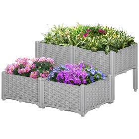 4-Piece Raised Garden Bed with Legs, Self-Watering Planter Box Raised Bed to Grow Flowers, Herbs & Vegetables, Gray (Kids Pool: Gray-460x460x380 mm)