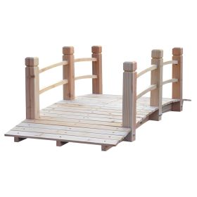 5 ft Wooden Garden Bridge Arc Footbridge with Railings for your Backyard, Natural Wood (Kids Pool: Natural Wood-745x140x835 mm)