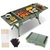 Camping Charcoal Grill, Foldable Portable BBQ Barbecue Grill with Dual Side Panels, Ventilation Holes