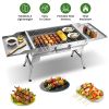 Camping Charcoal Grill, Foldable Portable BBQ Barbecue Grill with Dual Side Panels, Ventilation Holes