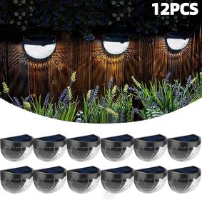 12/6 Solar fence lights, solar platform lights, solar wall lights, rechargeable solar cells, suitable for front porches, security lights (Quantity: 12PCS, Color: White)