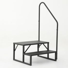 Hot Tub Steps Outdoor, 2 RV Steps with Handrail, Portable RV Stairs 3 Step, Heavy Duty Truck Camper Steps Ladders for Travel Trailers, 5th Wheel (size: 2 Steps)