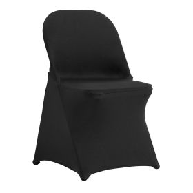 VEVOR Stretch Spandex Folding Chair Covers, Universal Fitted Chair Cover, Removable Washable Protective Slipcovers, for Wedding, Holiday, Banquet (Quantity: 50 pcs, Color: Black)