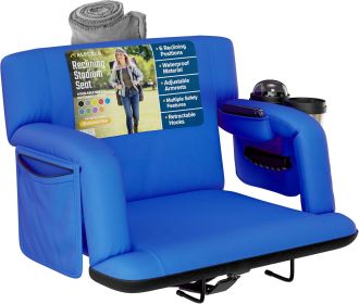 Alpcour Premium Reclining Stadium Seat for Bleachers with Back Support (Color: Royal Blue, size: 25" Wide)