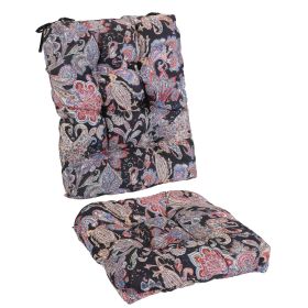 Waterproof Rocking Chair Cushion Upper And Lower Back And Seat Sets with Non-Slip Ties Oxford Cloth Surface Polyester Filling Comfortable for Ind (Color: Black_PinkLeaf_Pro)