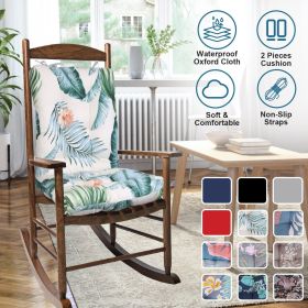 Waterproof Rocking Chair Cushion Upper And Lower Back And Seat Sets with Non-Slip Ties Oxford Cloth Surface Polyester Filling Comfortable for Ind (Color: Beige_ColorLeaf_Pro)