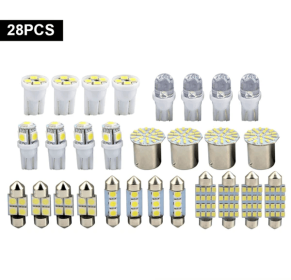 28pcs Car Interior White Combo LED Map Dome Door Trunk License Plate Light Bulbs (Kids Pool: 28pcs)