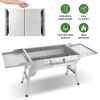 Camping Charcoal Grill, Foldable Portable BBQ Barbecue Grill with Dual Side Panels, Ventilation Holes