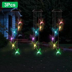 LED Solar Hummingbird Wind Chime Solar String Lights 6 LEDs Color-Changing IP65 Waterproof Decorative Lamp Lighting For Home Garden Fence Party (Kids Pool: 3Pc)