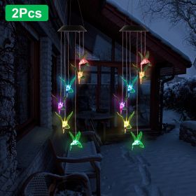 LED Solar Hummingbird Wind Chime Solar String Lights 6 LEDs Color-Changing IP65 Waterproof Decorative Lamp Lighting For Home Garden Fence Party (Kids Pool: 2Pc)