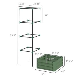 Raised Garden Bed With Tomato Cage For Climbing Vines, Green (Kids Pool: Green)