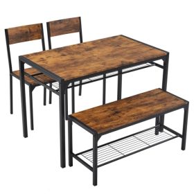 Dining Table Set For 4, Kitchen Table With 2 Chairs And A Bench, 4 Piece Kitchen Table Set For Small Space, Home Kitchen Bar Pub Apartment, Rusti (Kids Pool: defaulttitle)