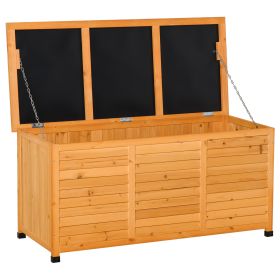 75 Gallon Wooden Deck Box, Outdoor Storage Container with Aerating Gap & Weather-Fighting Finish, Yellow (Kids Pool: Yellow-1335x620x140 mm)