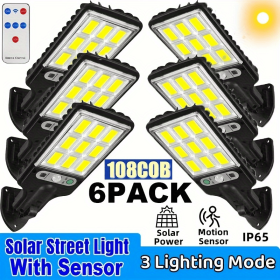 6 Packs Solar Powered Motion Sensor Outdoor Garden Light With 108 COB LED Lights (Kids Pool: Pack of 6)